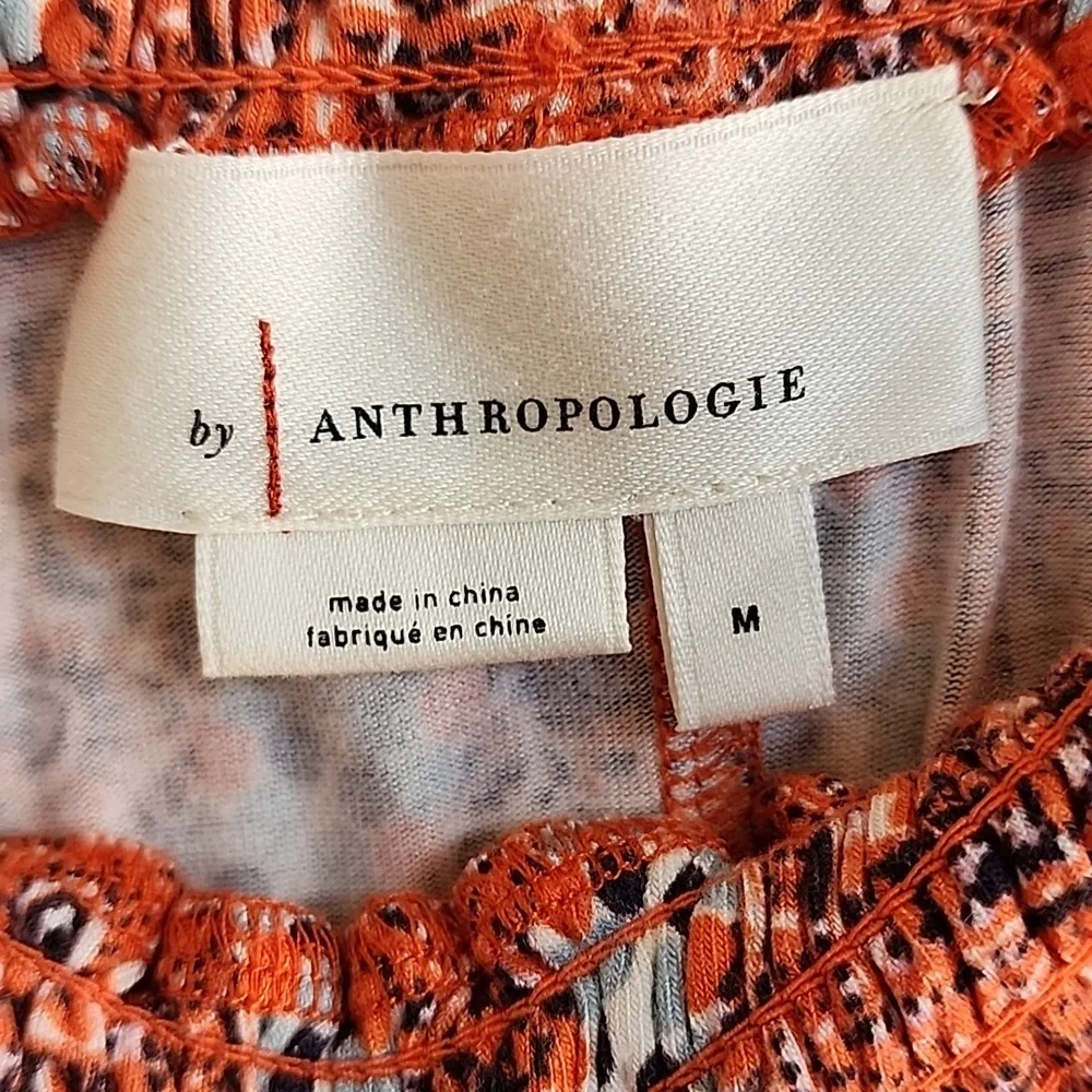 ANTHROPOLOGIE Smocked Short Set M Loungewear Pajamas Top High Waist Sleep Shorts - Picture 7 of 16